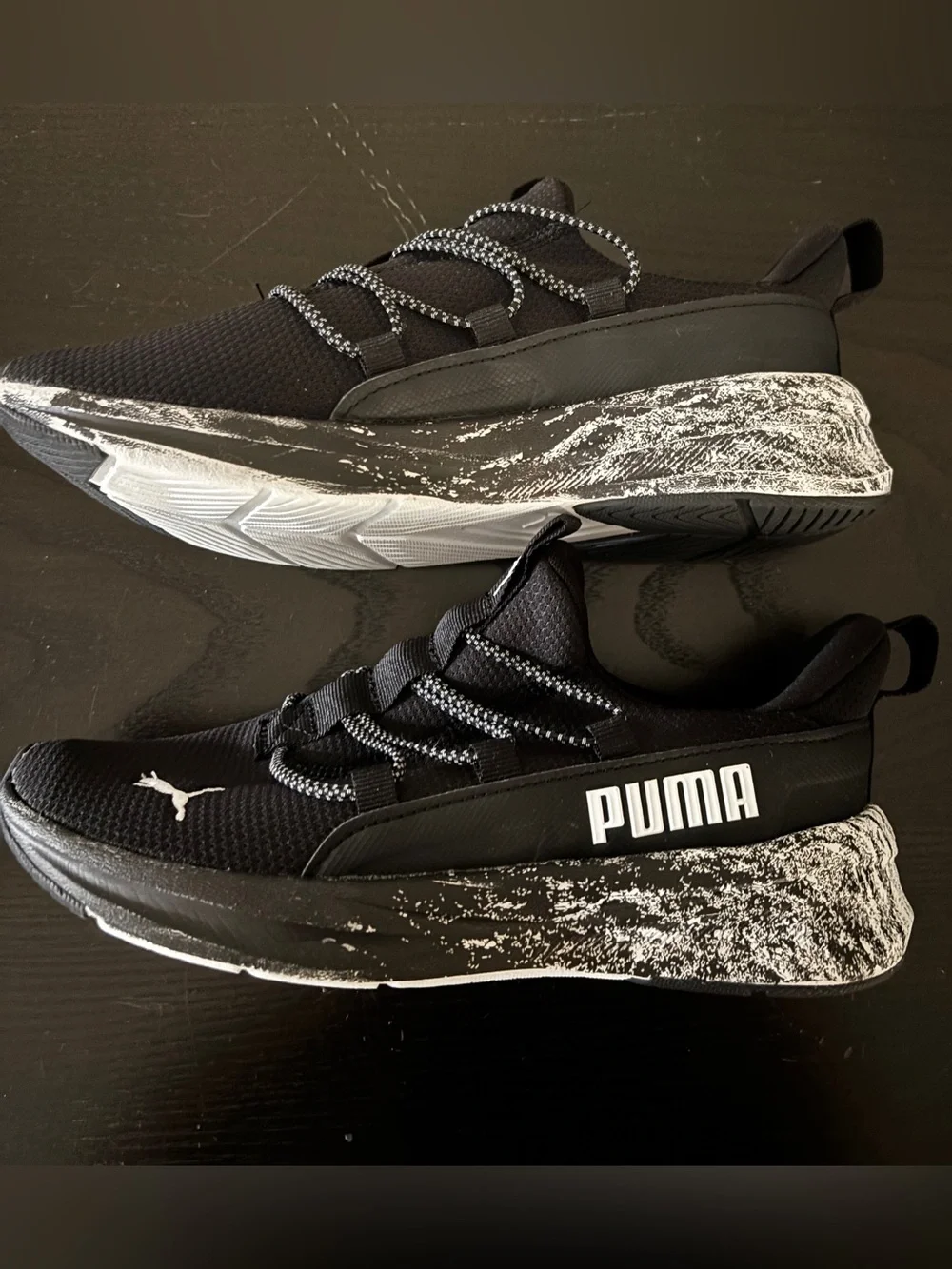 PUMA Kids Softride One4All Black Slip On Bungee Sneakers 4.5